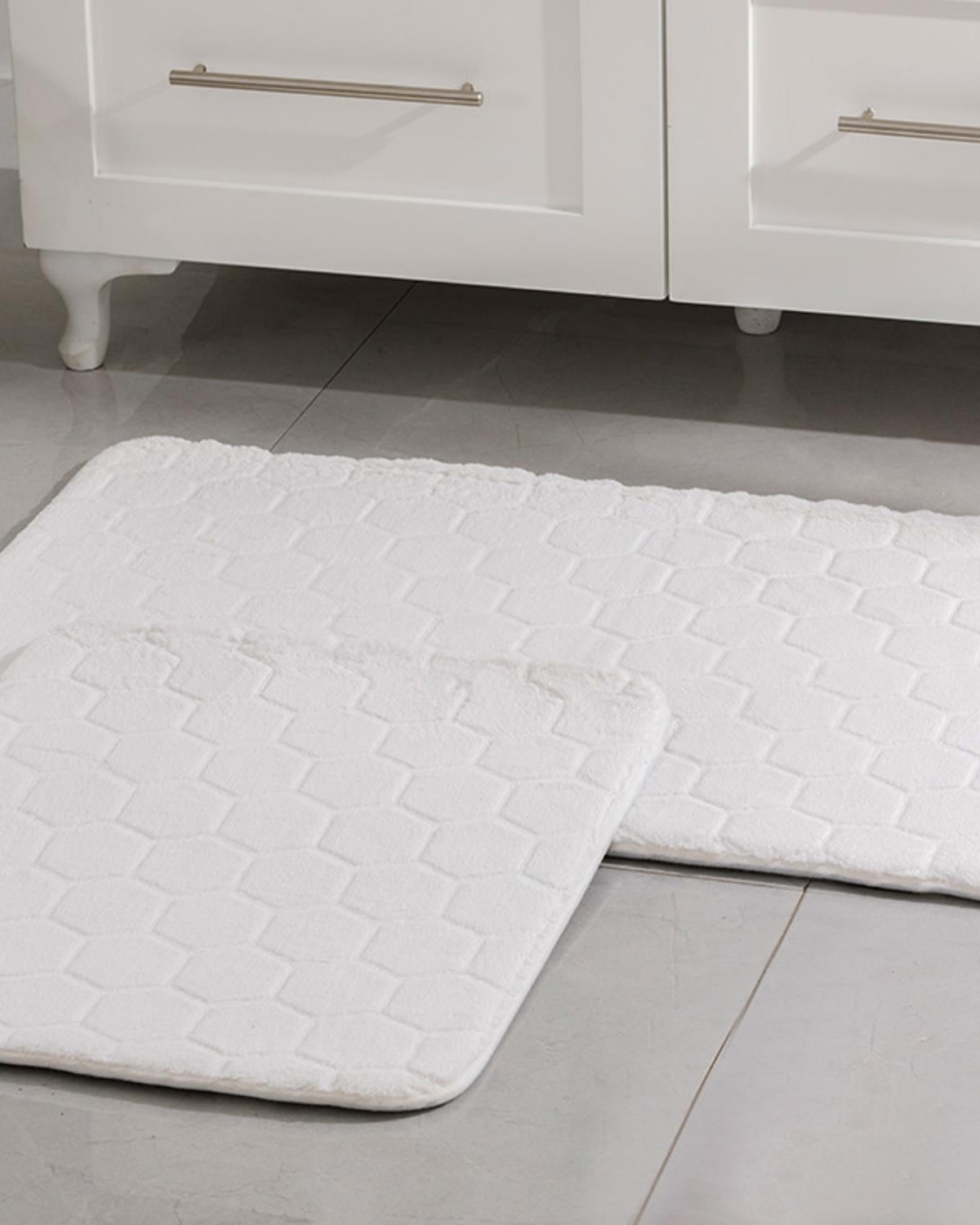 Honeycomb Комплект Постелки За Баня Полиестер 60x100 - 50x60 см Бял