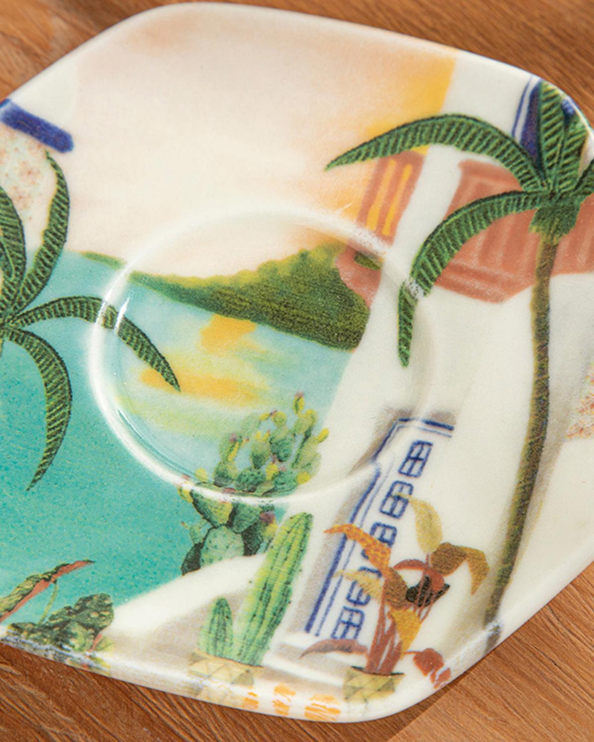 Hot Summer Чаена Чиния Порцелан, Цветен, 12 Cm