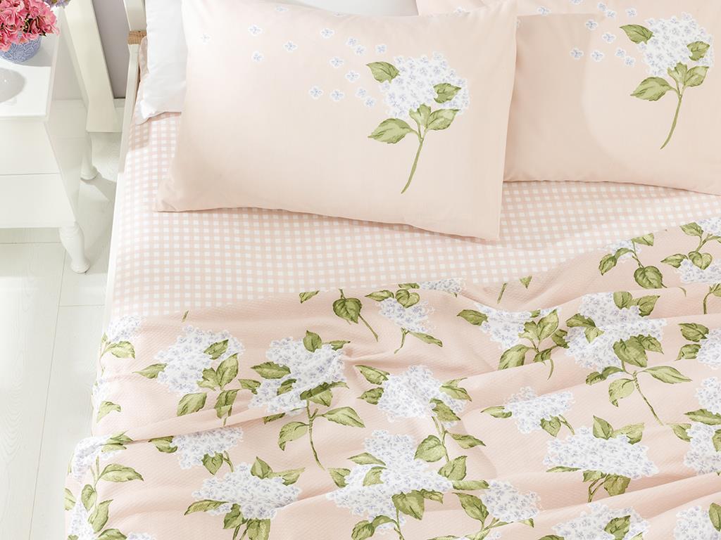 Hydrangea ПОКРИВКА КОМПЛЕКТ Двоен човек Отпечатано 200x220 cm Pink