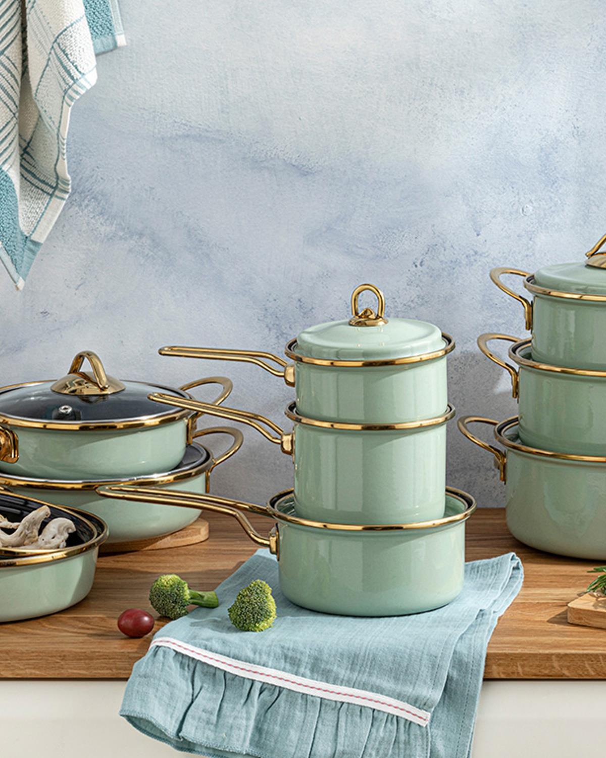 Isidora Комплект 2Бр., Емайлиран, Светло Мента, 16-18 Cm