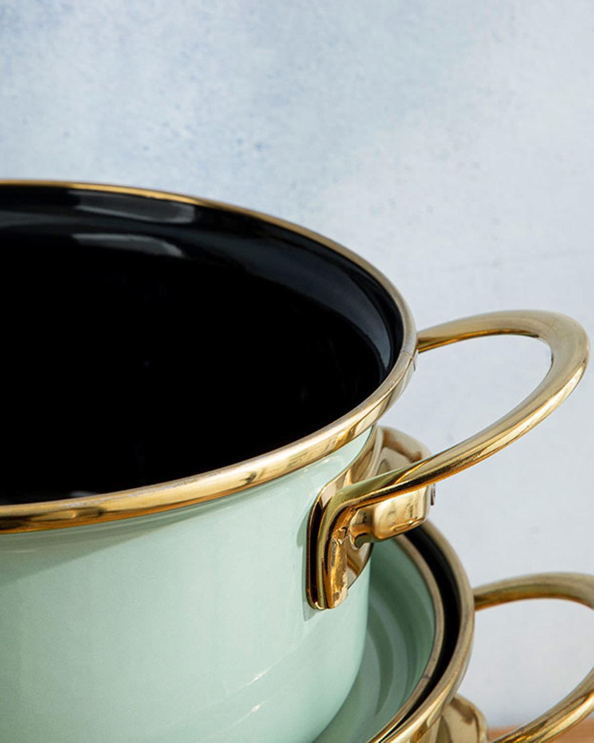 Isidora Комплект Тенджери 3 бр. Емайлиран 14-16-18 см Светла мента