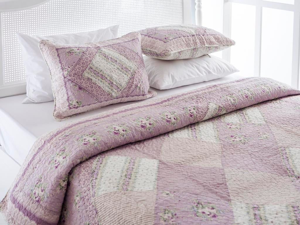 Jade ПОКРИВКА ЗА ЛЕГЛО К Tek Kişilik Печворк 160x240 cm Lilac.