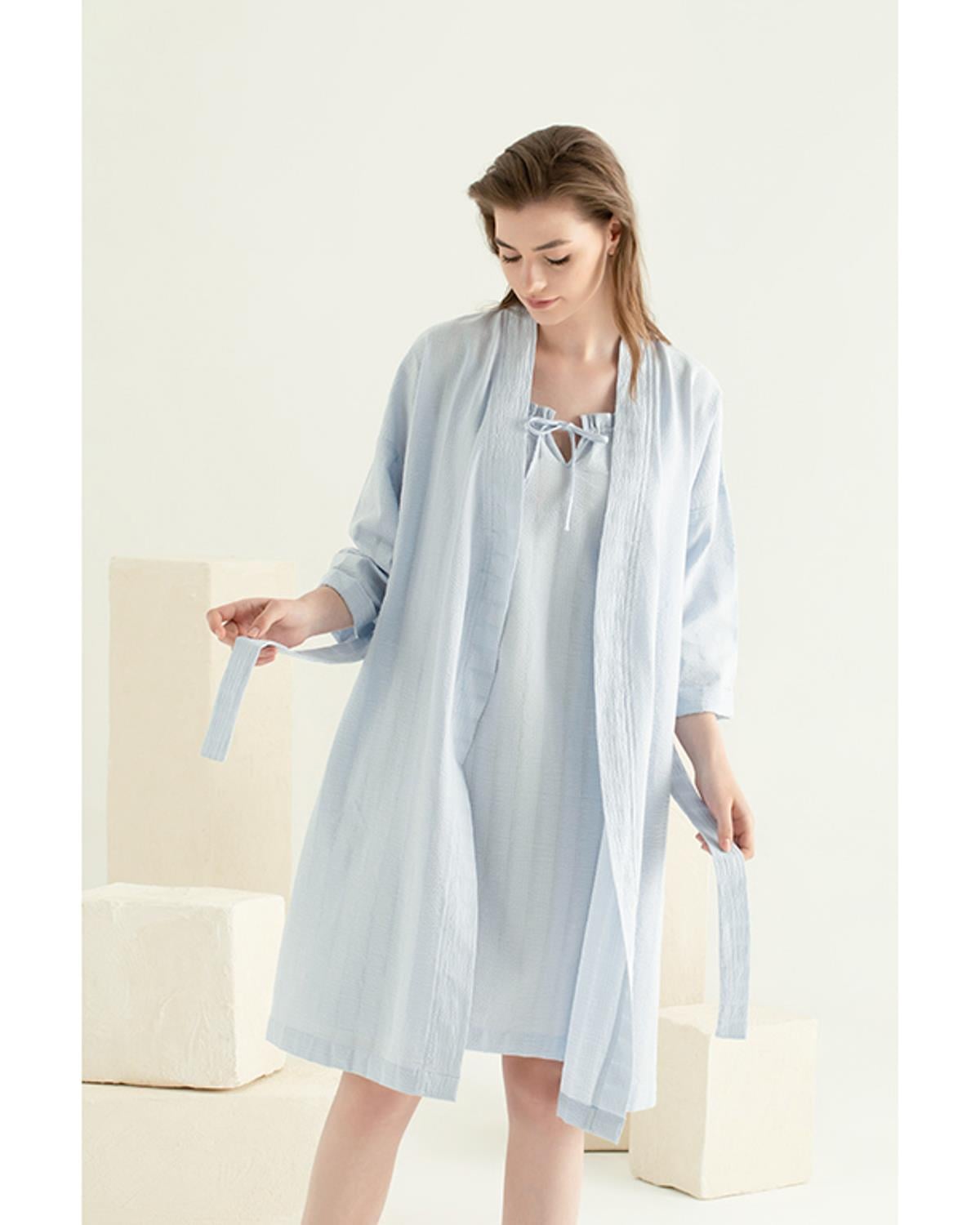 Jane Халат Жена Памук M Светлосин