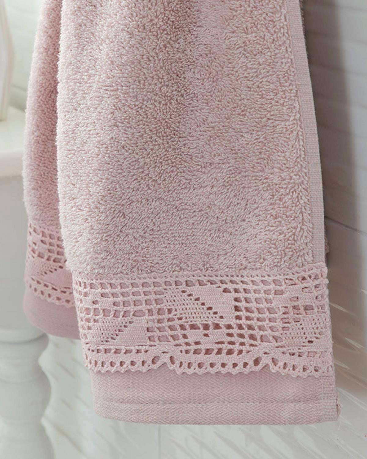 Lace Stripes Кърпа За Лице С дантела 50x80 см Нюд