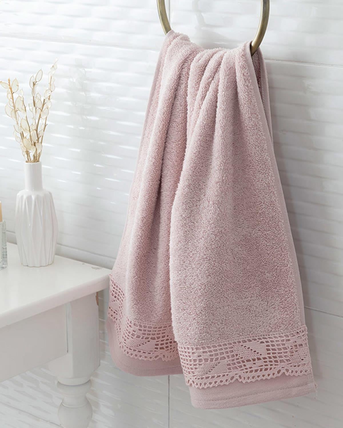 Lace Stripes Кърпа За Лице С дантела 50x80 см Нюд