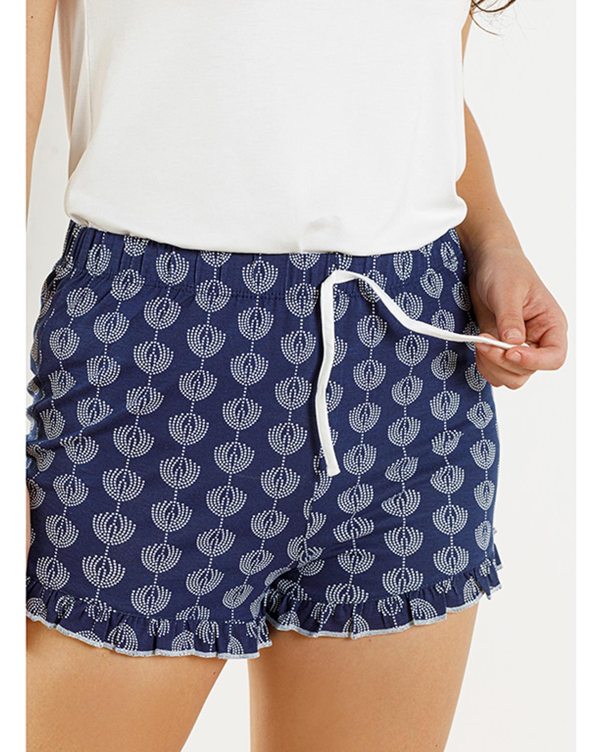 Lacey Комплект Шорти Вискоза M Бял - Морскосин