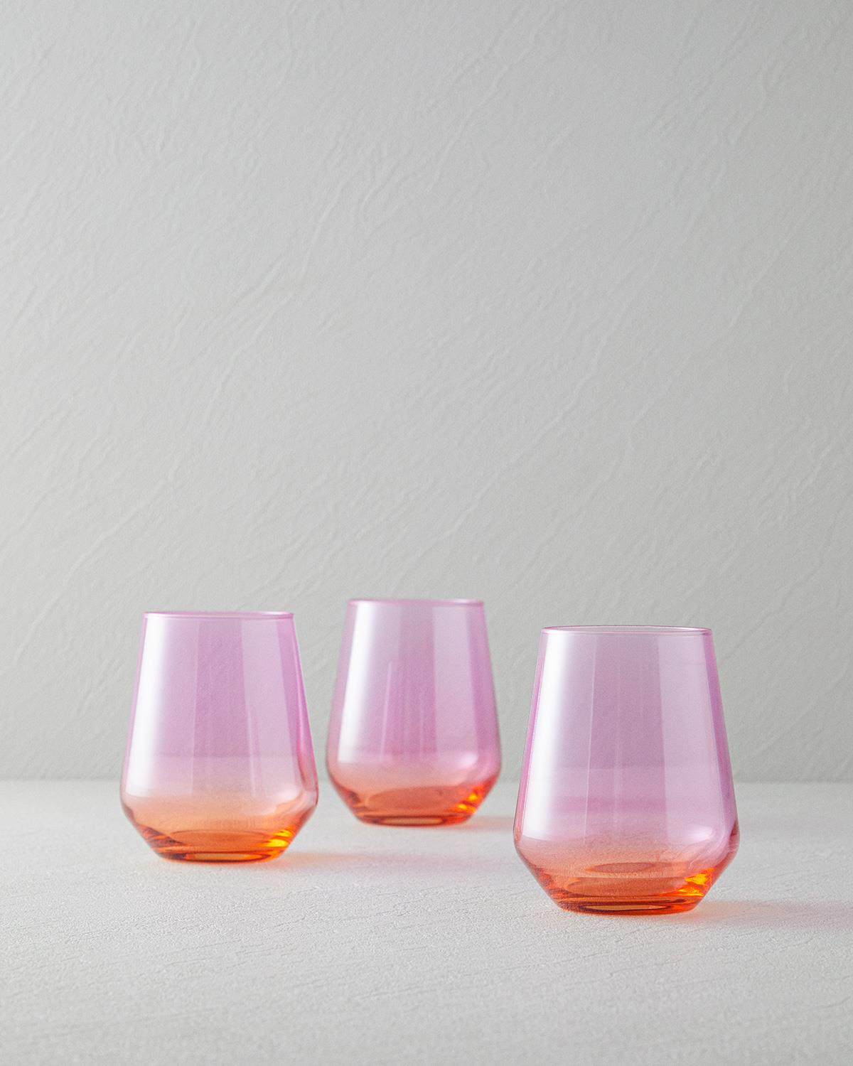 Lacy Чаша 3 бр. Стъкло 425 мл Розов