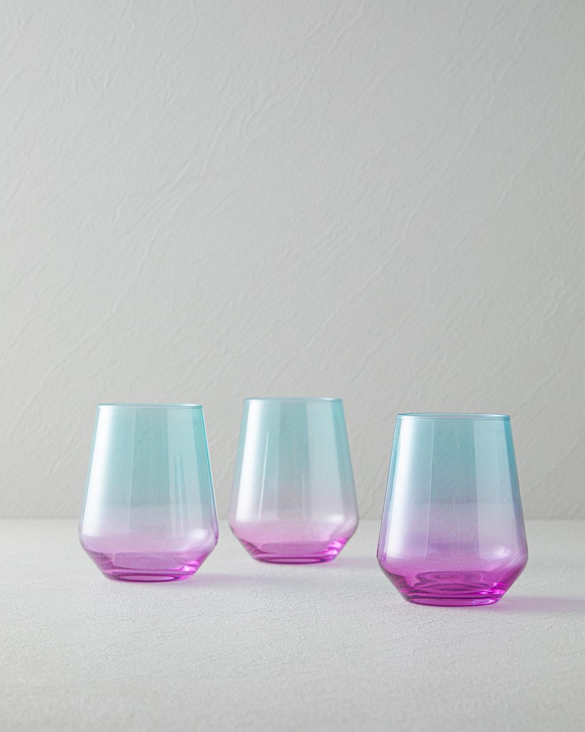 Lacy Чаша 3 бр. Стъкло 425 мл Син