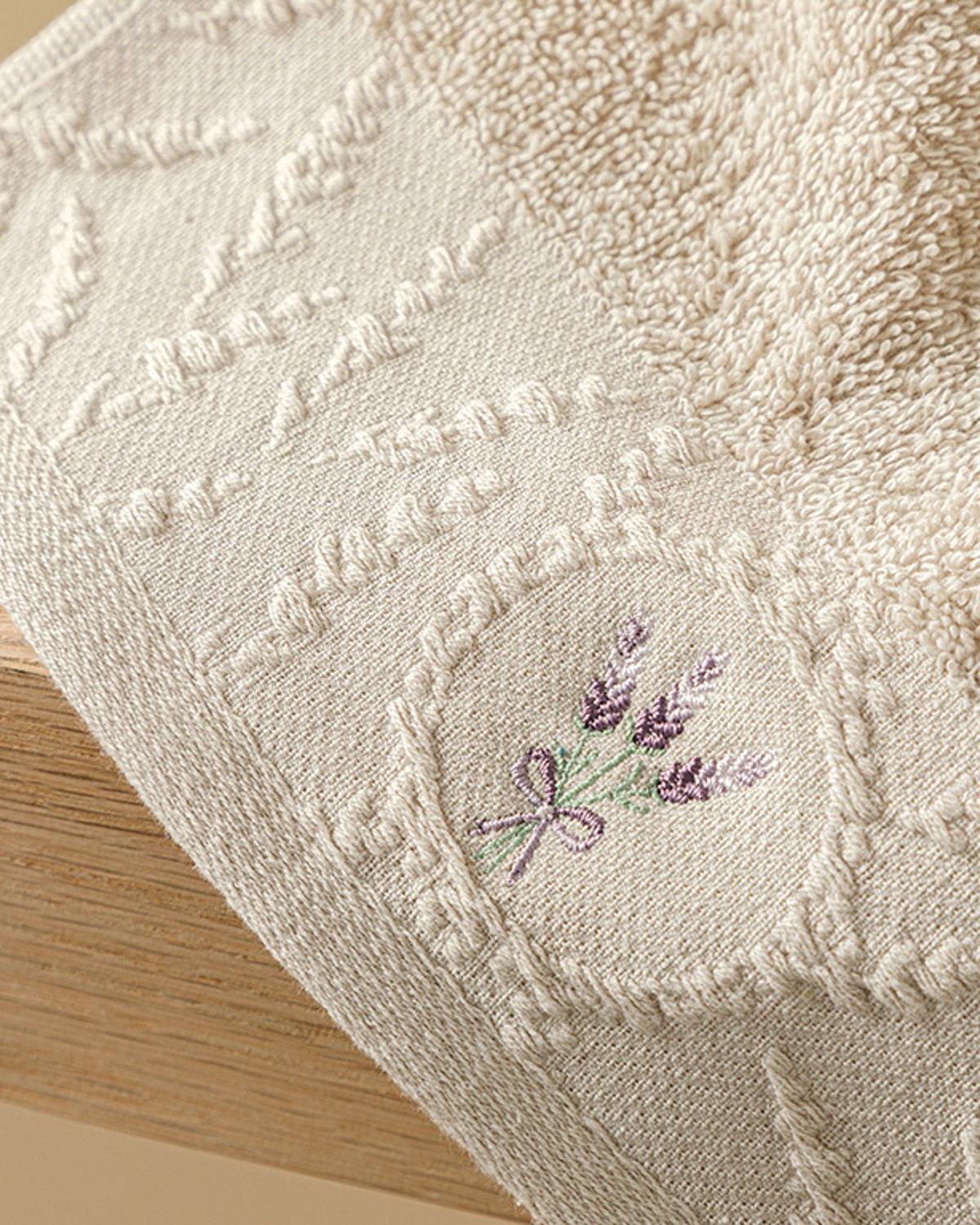Lavandula Кърпа За Ръце Жакардов с борд 30x45 см Тъмнобежов