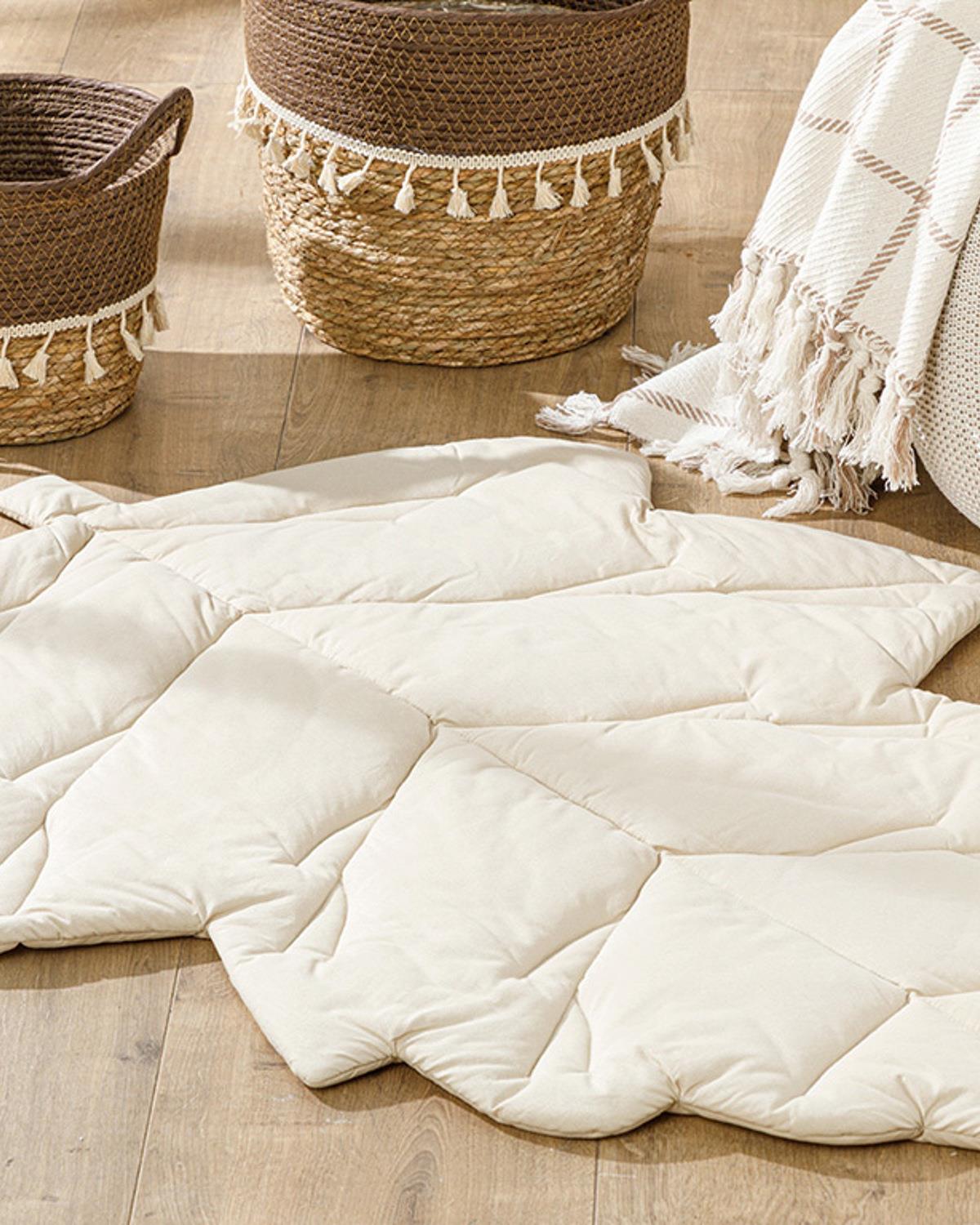 Leaf Декоративна Възглавница За Под Памучен 84x112см Бежов