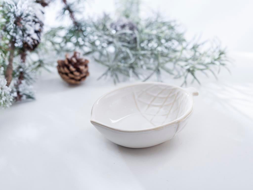 Leaf Купички за Ядки Керамичен White