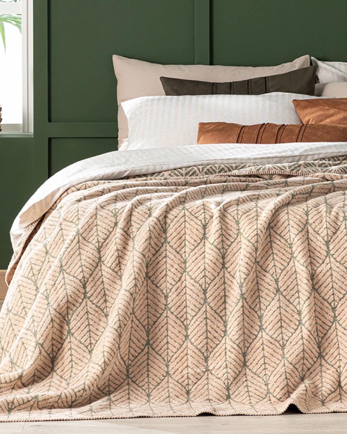 Leafnet Одеяло Единичен Памучен 150x200 см Зелен