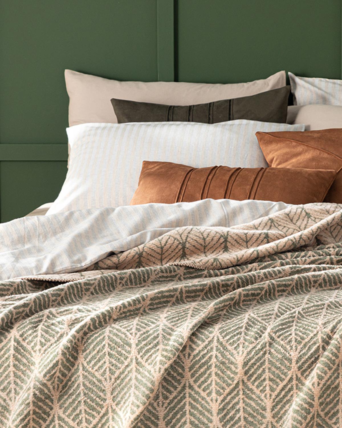 Leafnet Одеяло Единичен Памучен 150x200 см Зелен