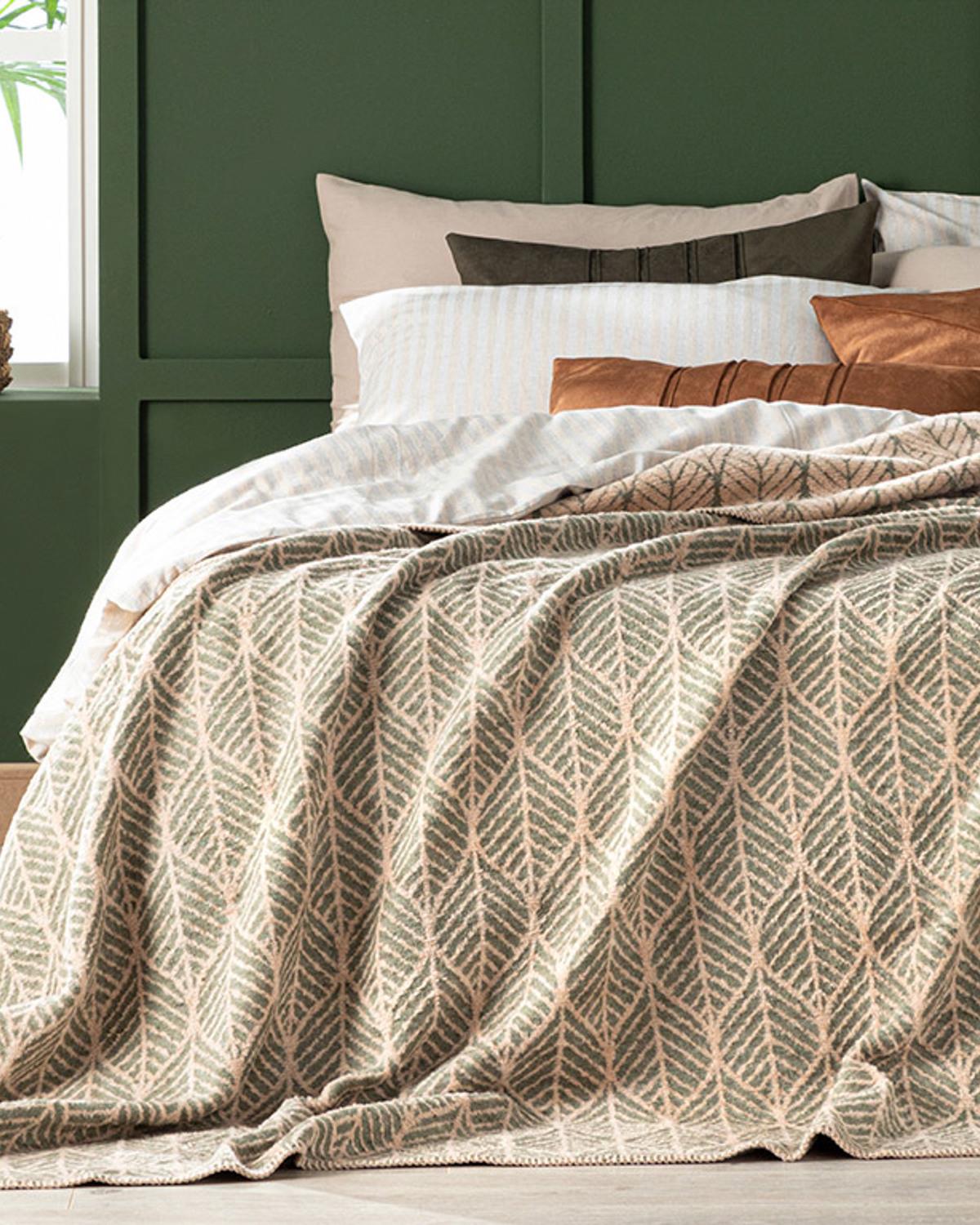 Leafnet Одеяло Двоен Памучен 200x220 см Зелен