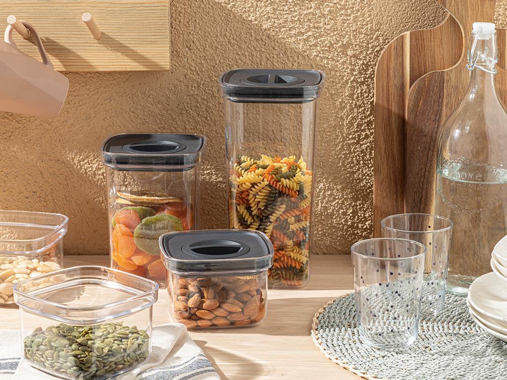 Lifely КОНТЕЙНЕР ЗА ХРАНИ Комплект от 3 вакуум Пластмасов 500 ml Антрацит