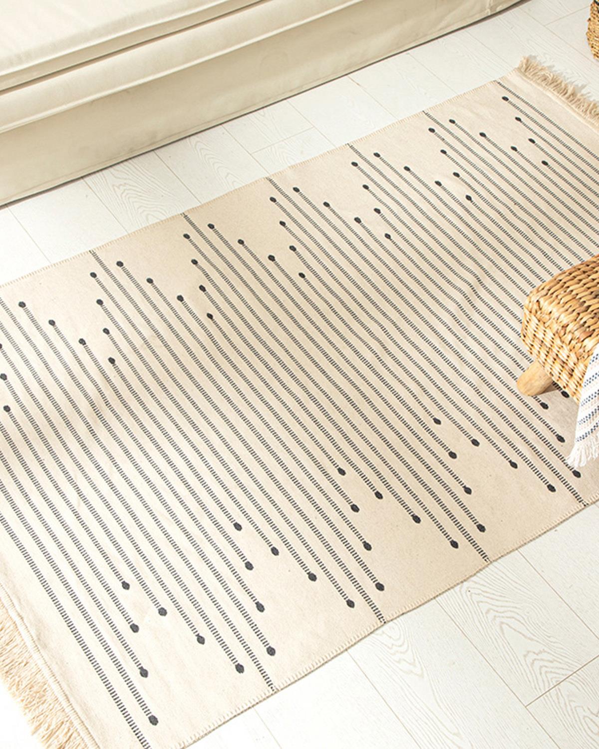linear Weaved Rug 80x150 cm Beige-Black