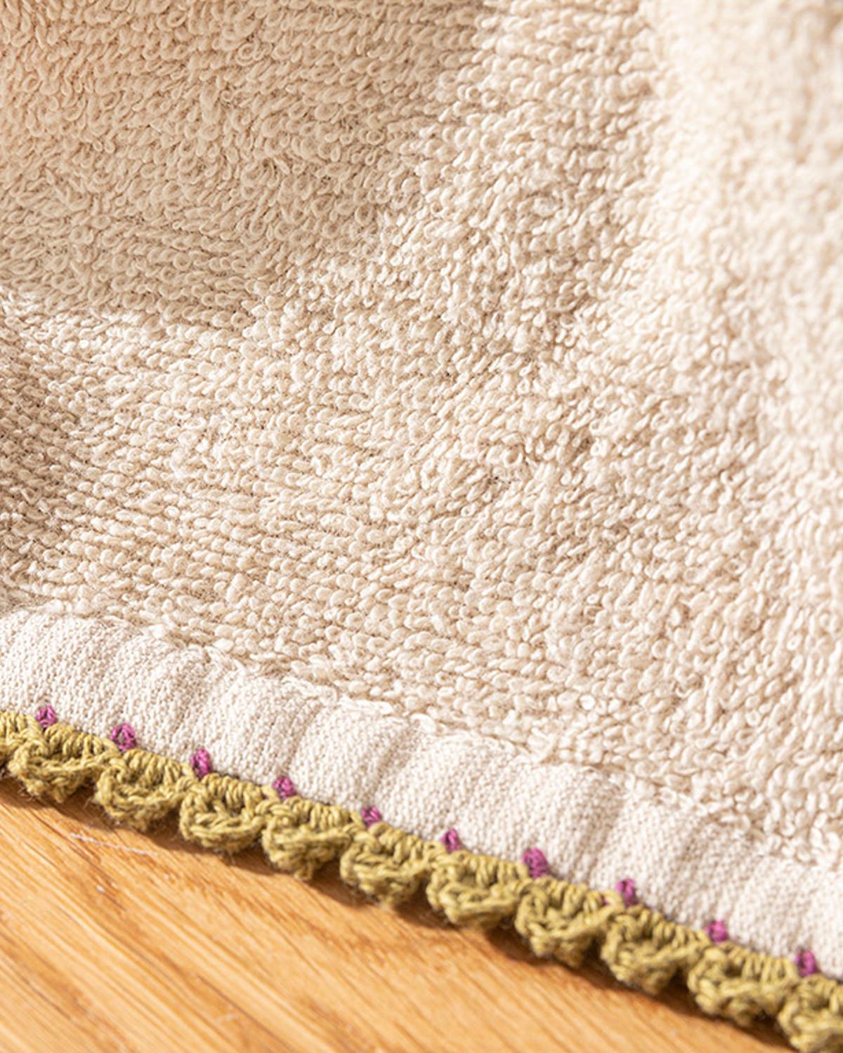 Long Points Кърпа За Ръце С крошет Памучен 30x40 см Бежов - Виолетов - Светлозелен