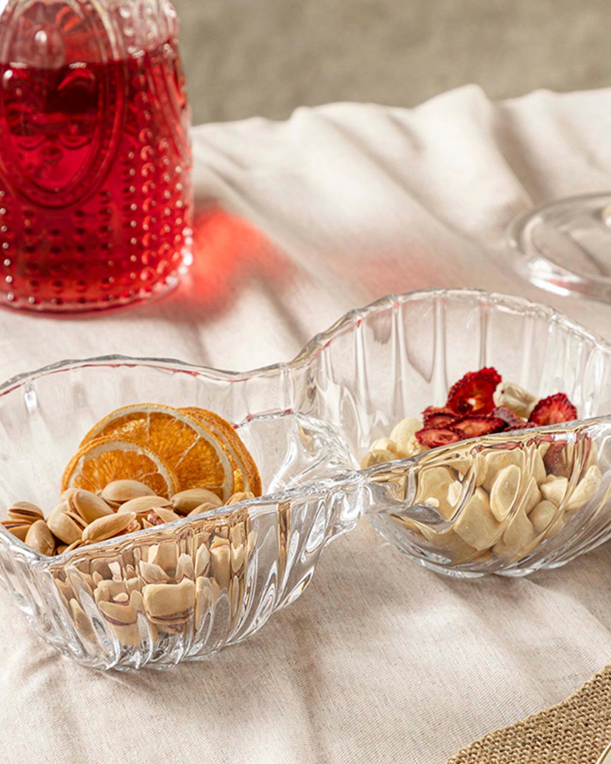 Luly Купички За Ядки С 2 Отделения, Стъкло, Прозрачен, 25 Cm