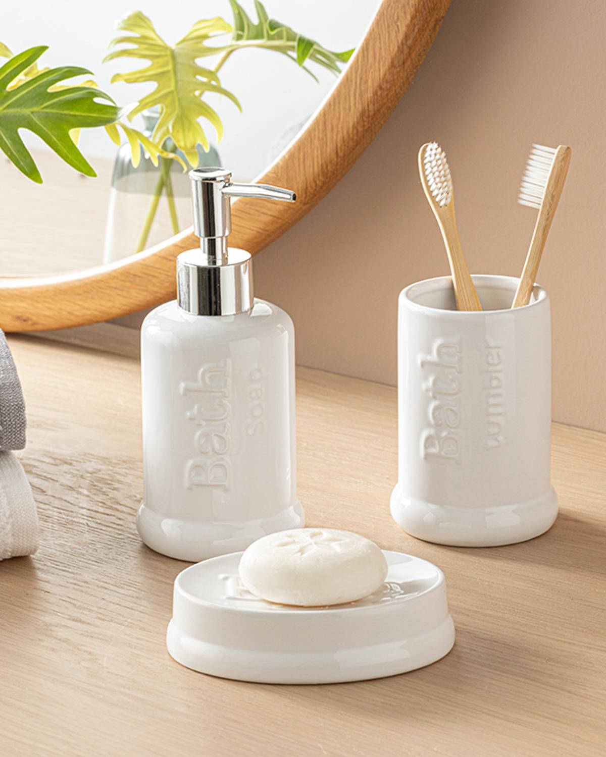 Macy Комплект За Баня 3 Бр., Бяло, 7 X 7 X 18+7 X 7 X 11+11 X 8 X 3 Cm