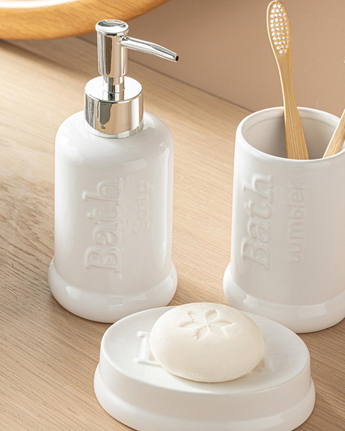 Macy Комплект За Баня 3 Бр., Бяло, 7 X 7 X 18+7 X 7 X 11+11 X 8 X 3 Cm