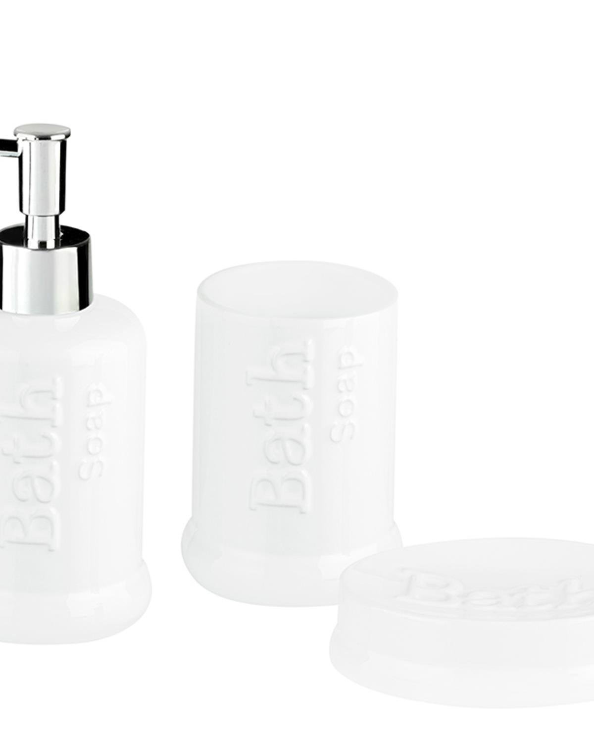 Macy Комплект За Баня 3 Бр., Бяло, 7 X 7 X 18+7 X 7 X 11+11 X 8 X 3 Cm