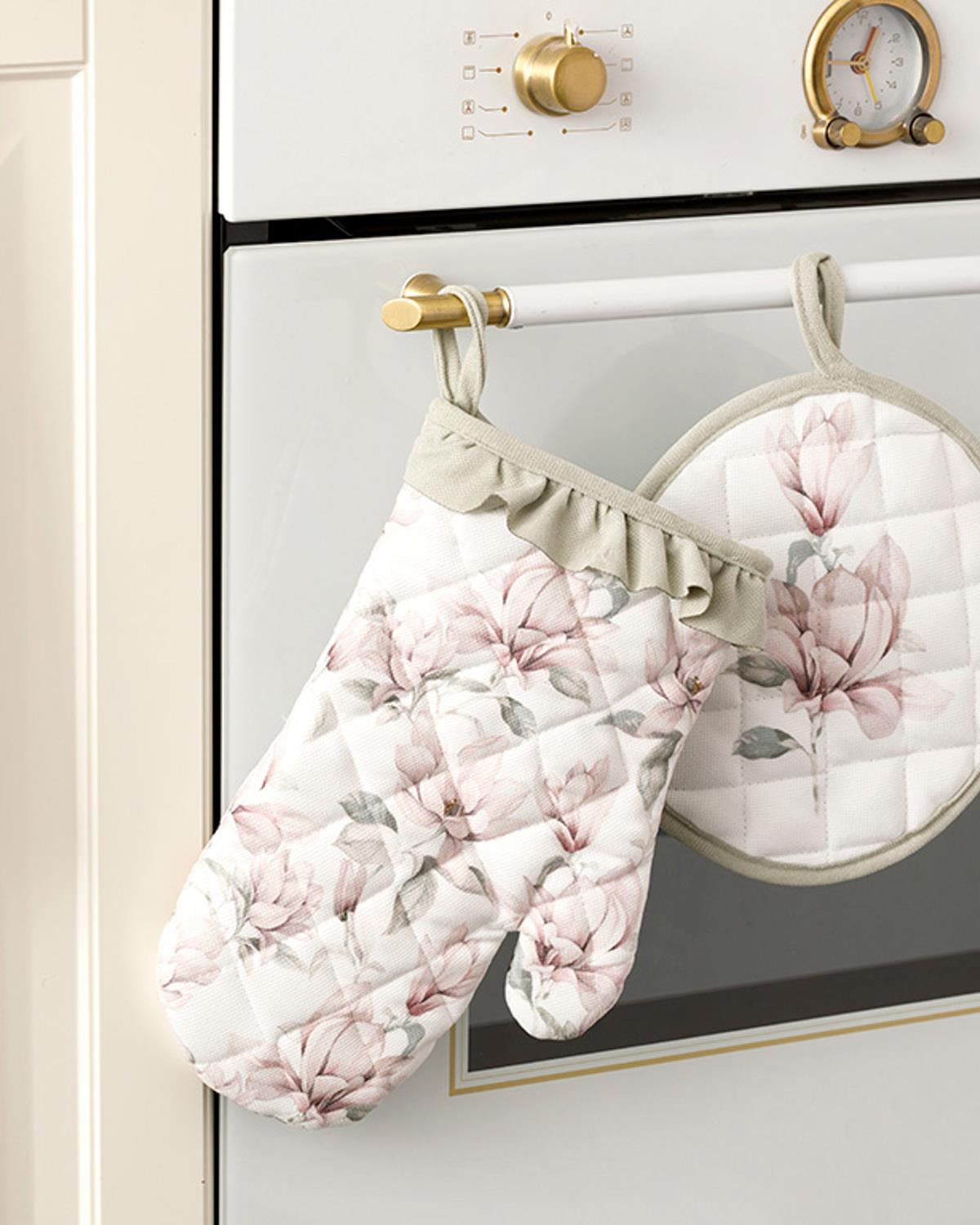 Magnolia Кухненски Комплект 2 бр. Полиестер 20x20 - 19x30 cm Розов - Зелен