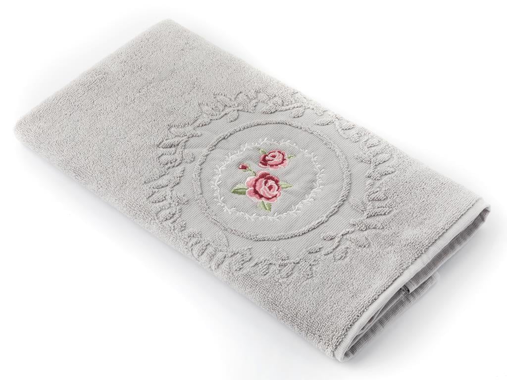 Majestic Rose ХАВЛИЯ ЗА ЛИЦЕ Бродирани 50x80 cm Light Gray