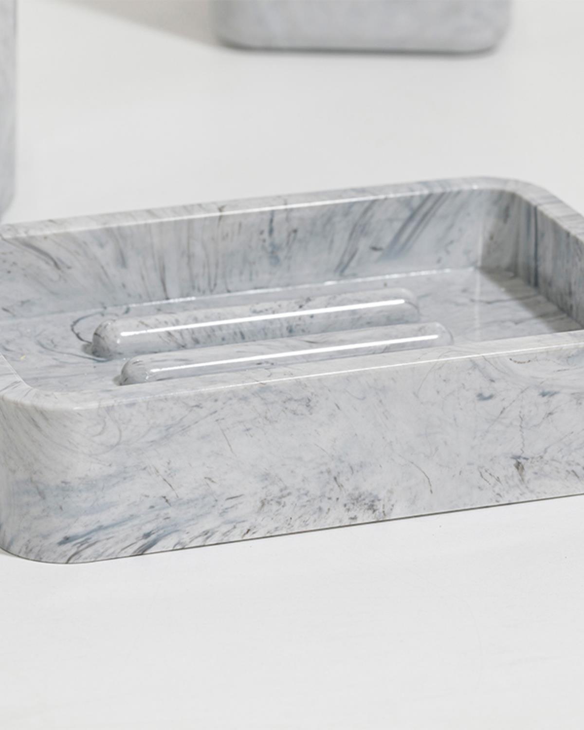 Marble Комплект За Баня 3 Бр., Кристал, Сиво, 17,5 X 6,5 X 6,5 Cm+9 X 6,5 X 6,5 Cm+1