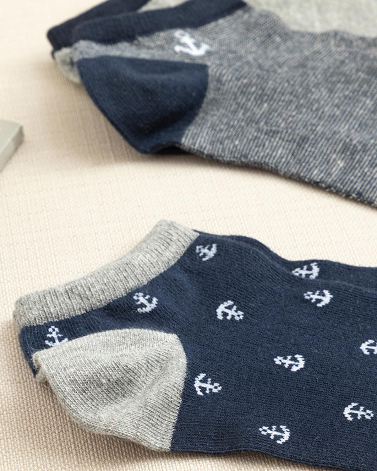 Marin Чорапи До Глезена Мъжки 3 Бр., Памучен, Тъмно Синьо, Standart