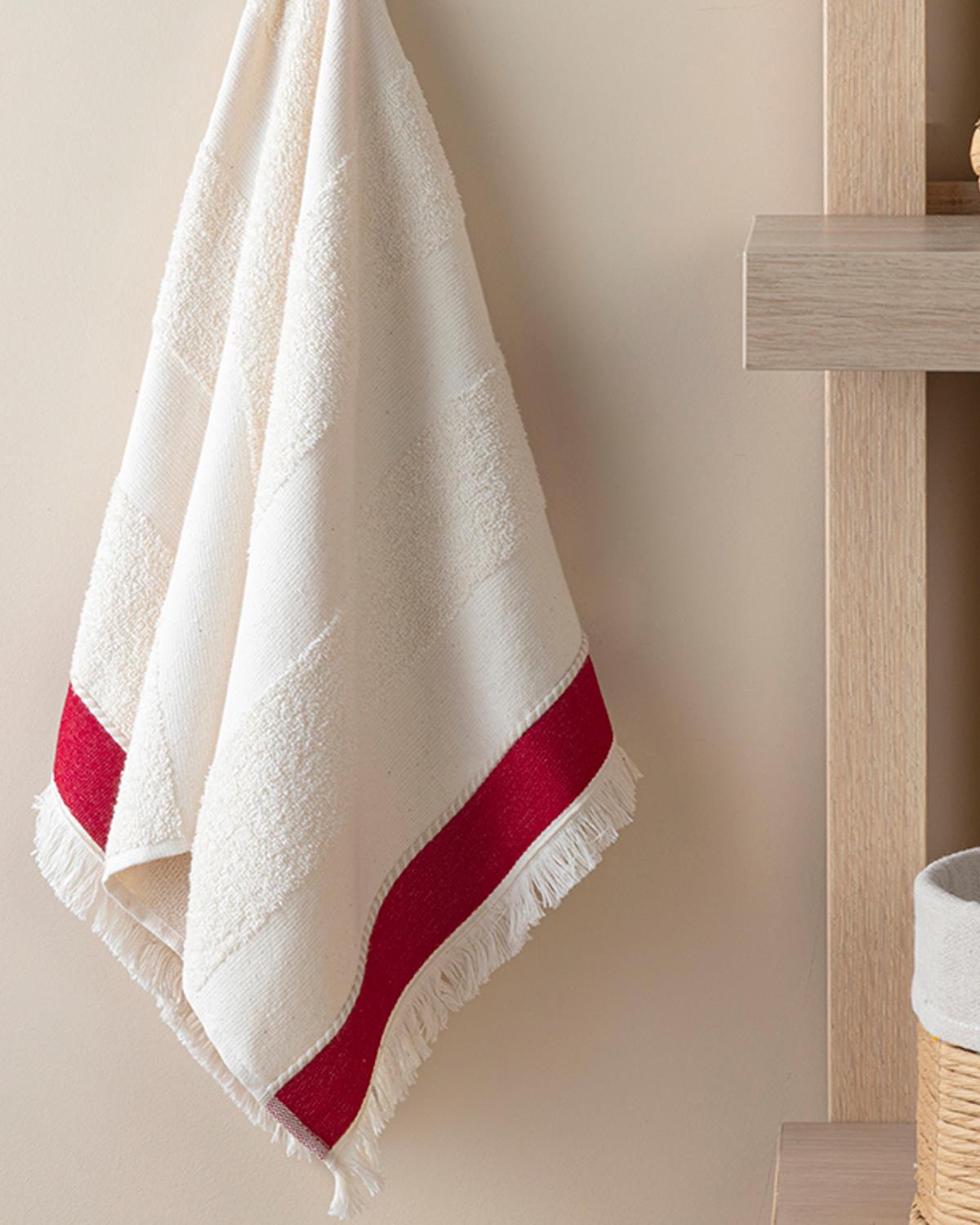 Marine Stripe Кърпа За Лице С избелял ефект 50x80 см Бежов - Бордо