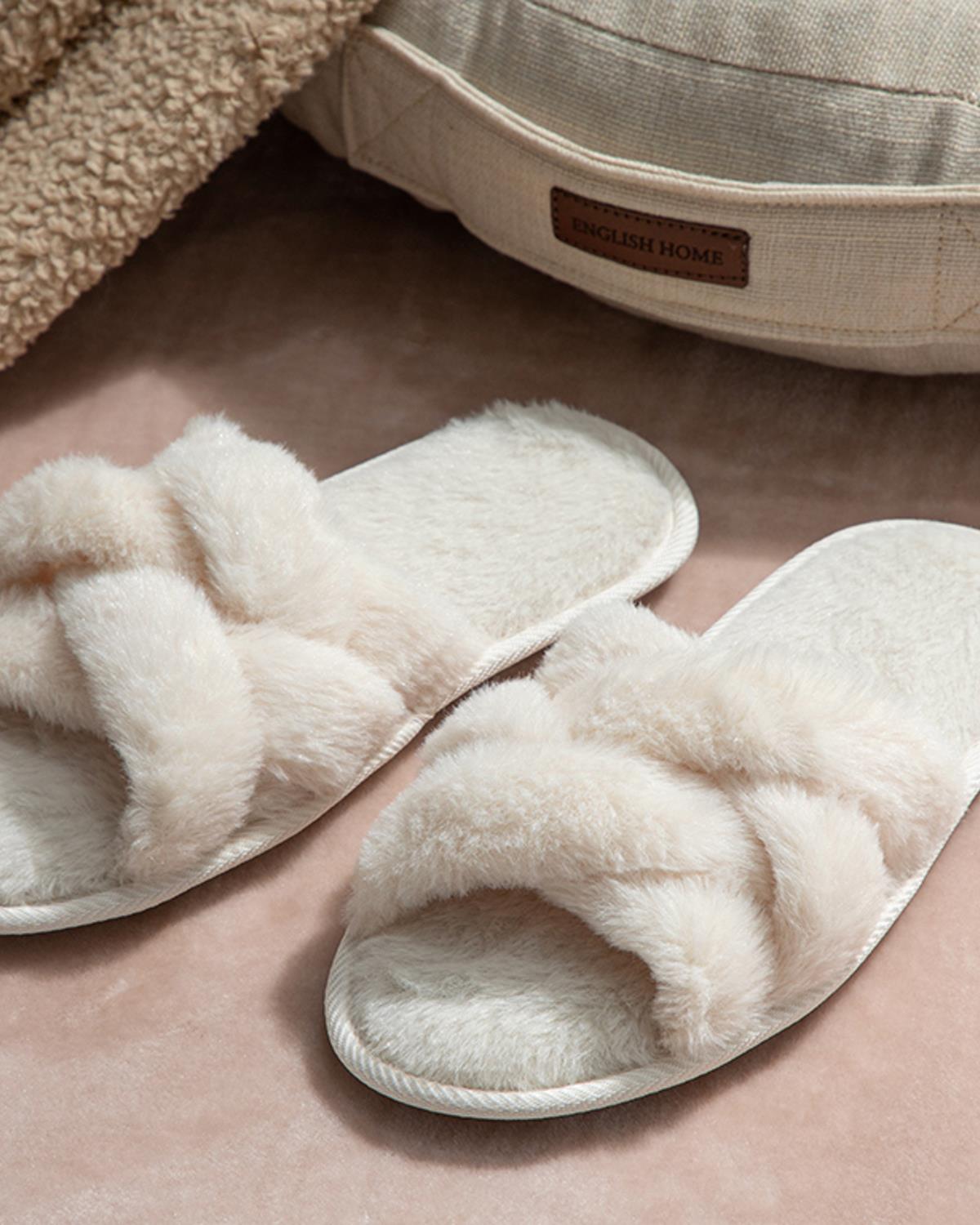 Marissa Пантофи За Дома Дамски, Плюш, Екру, 36