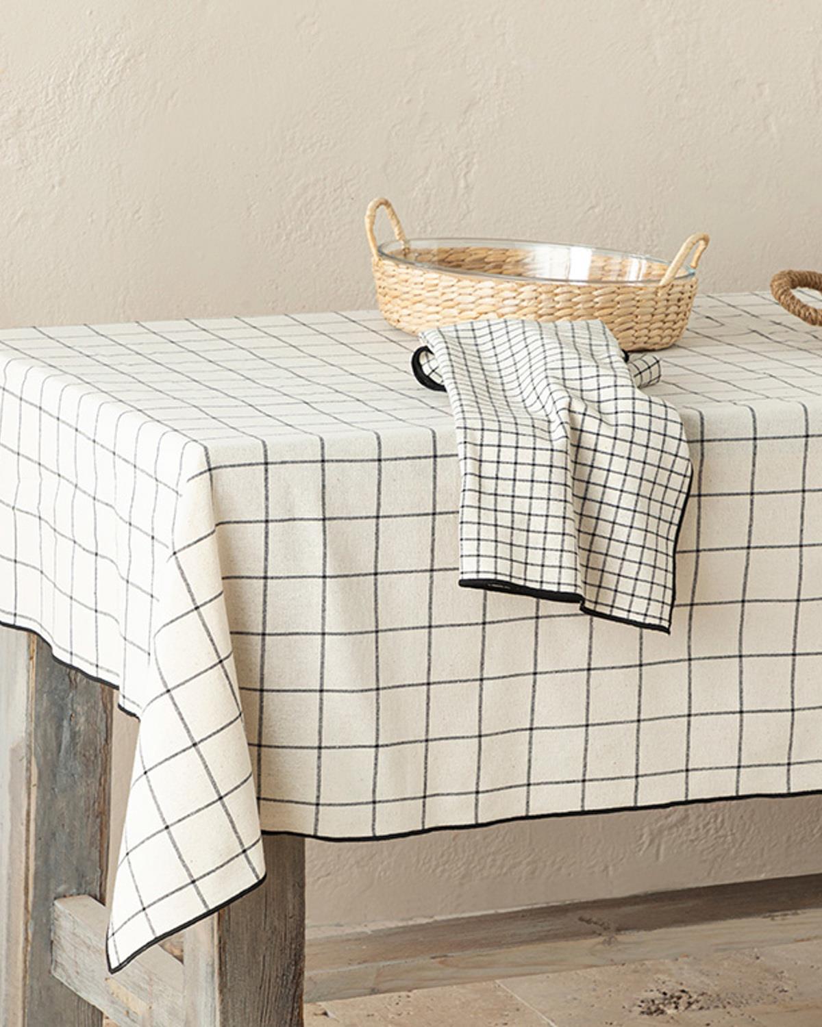 Maro Покривка За Маса Памучен, Черно, 150 X 200 Cm