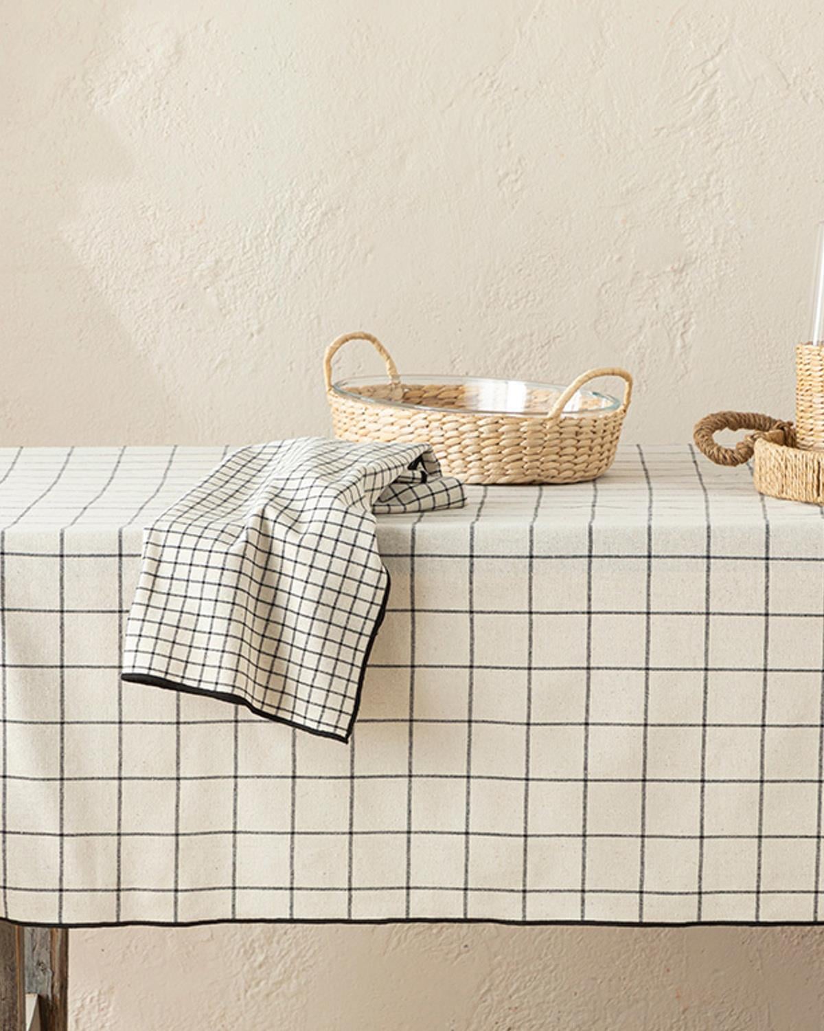 Maro Покривка За Маса Памучен, Черно, 150 X 200 Cm