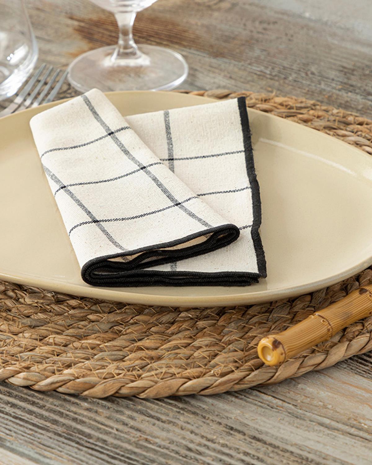 Maro Салфетка За Гости 2Бр., Памучен, Черно, 38 X 38 Cm