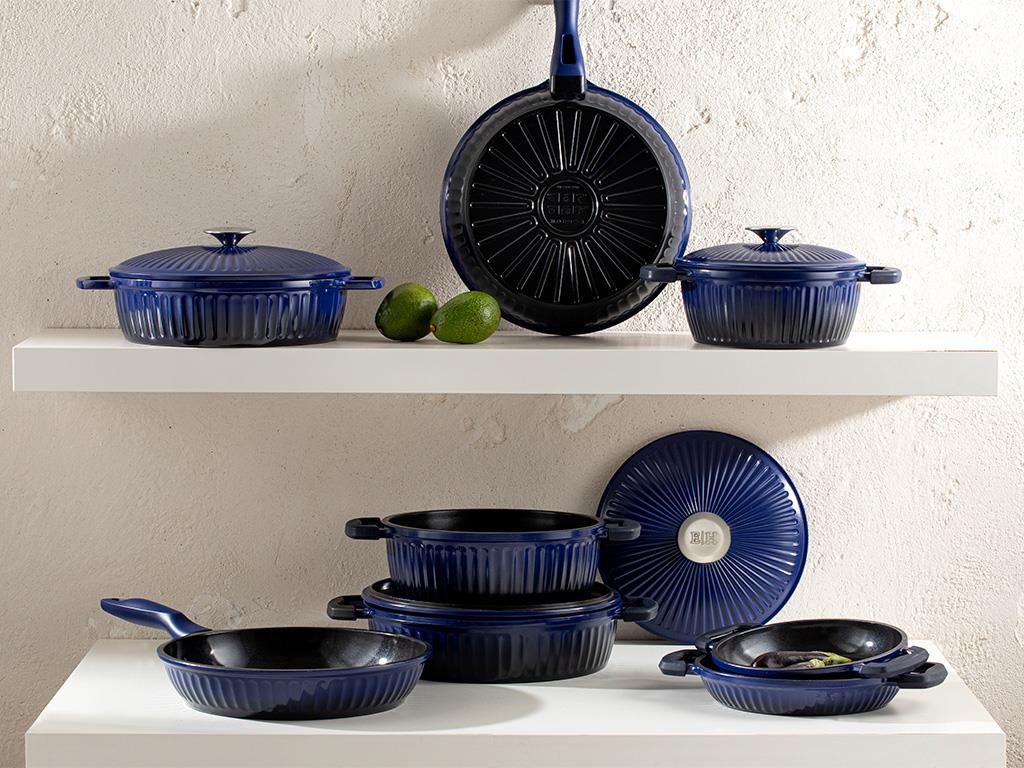 Master Cast Тенджера Плитък Алуминиева отливка 26 см Морскосин