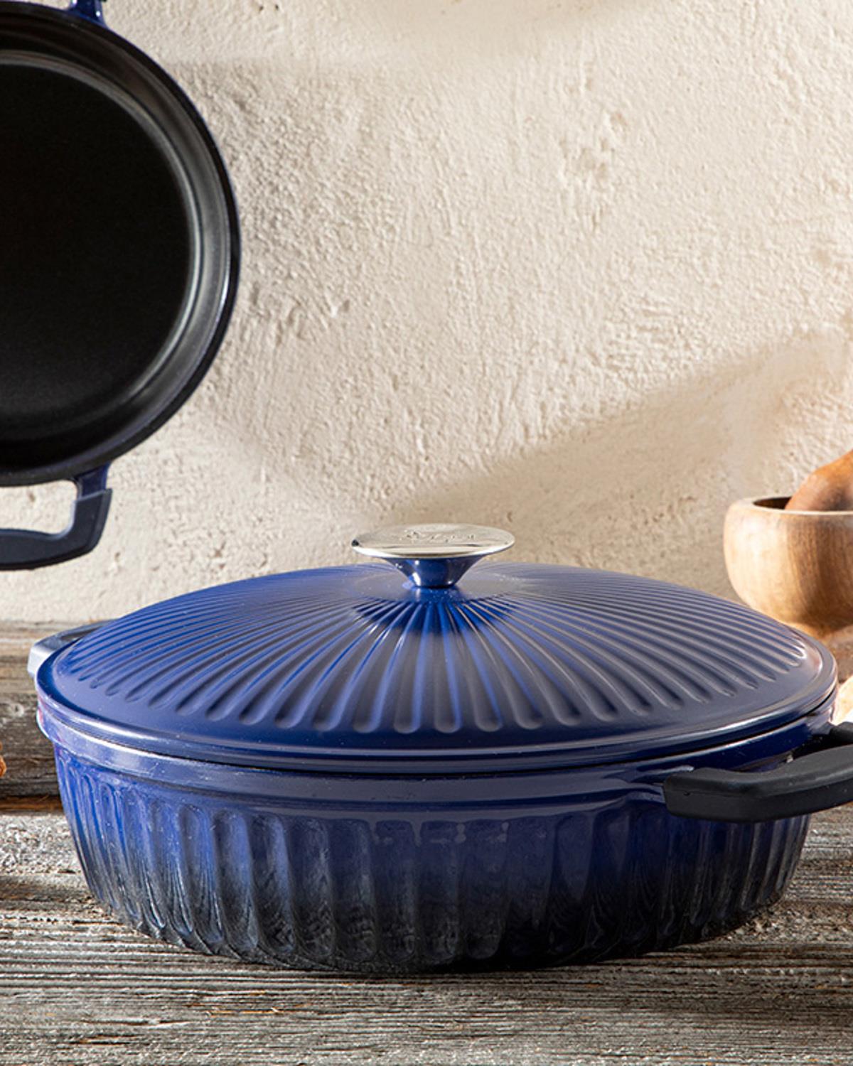 Master Cast Induction Тенджера Плитка, Алуминиева Отливка, Тъмно Синьо, 28 Cm