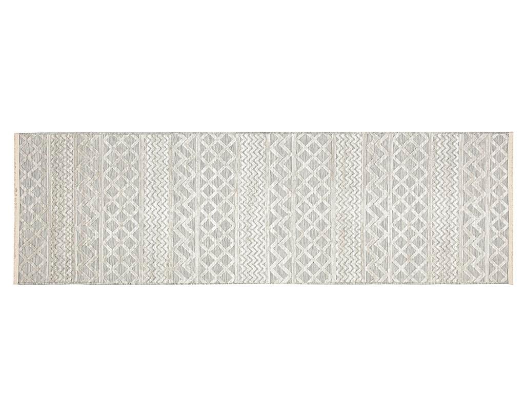 Meridyen Килим Тъкан 78x250cm Бял - Сив