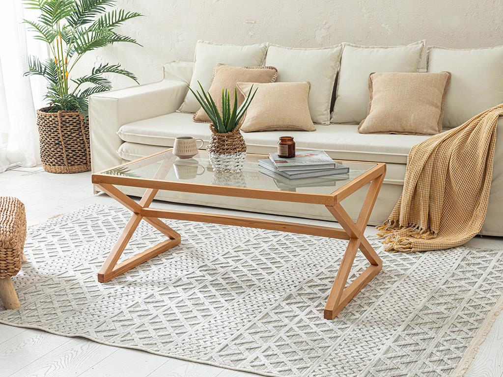 Meridyen Килим Тъкан 78x250cm Бял - Сив