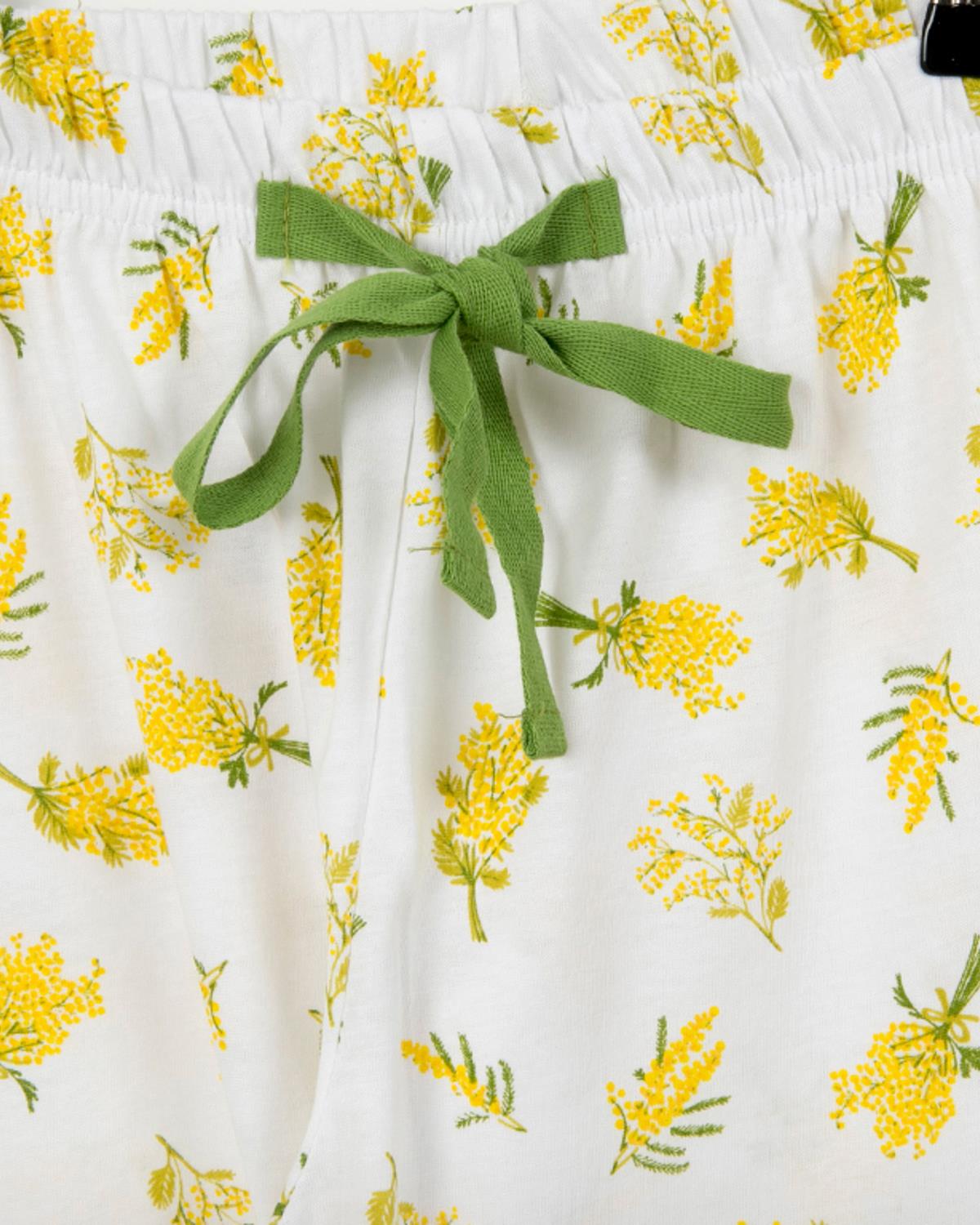 Mimosa flower Долнище На Пижама С декорация Памучен S Жълт