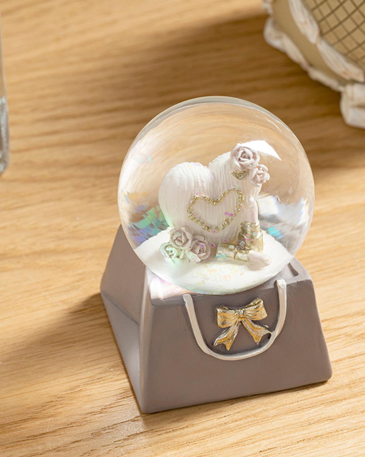 Mini Heart Снежен Глобус 4,5x4,5x7 см Розов - Сив