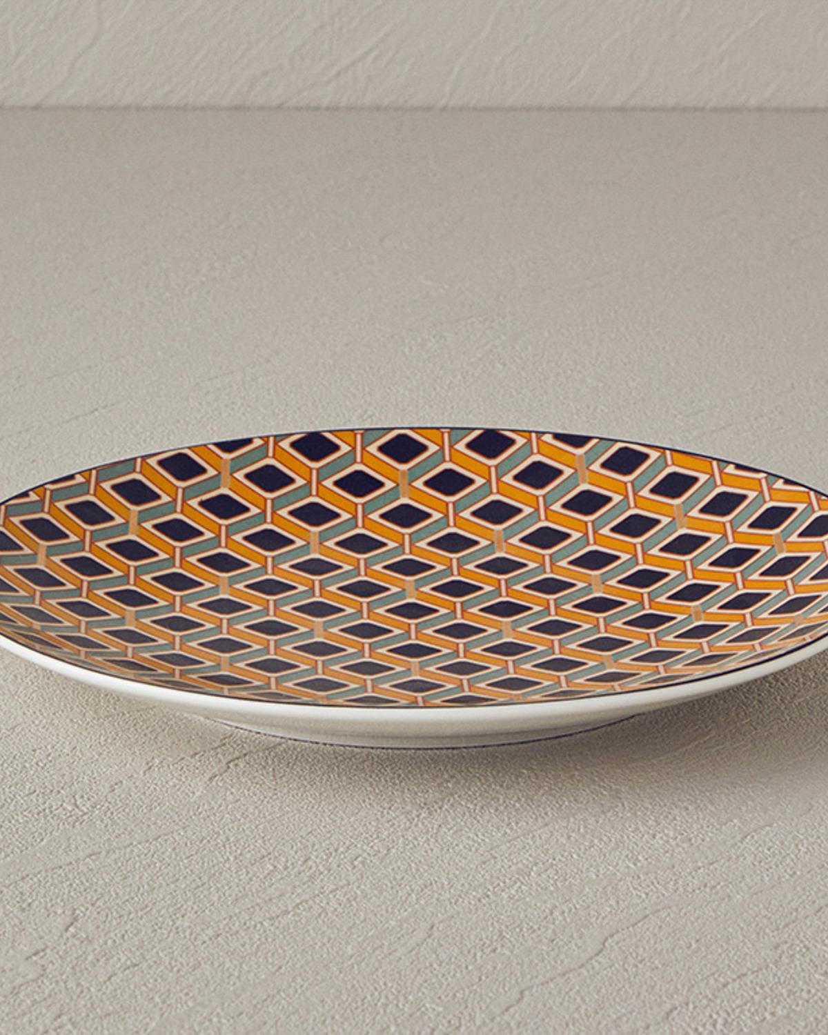 bone porcelain Cake Plate 20 cm Yellow