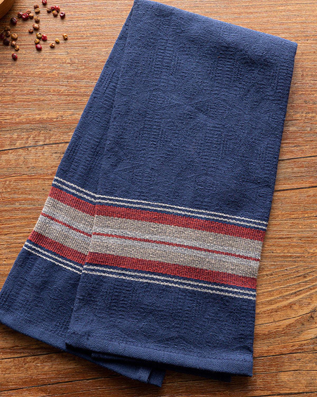 Modern Moire Кърпа За Сушене Памук 45x65 см Морскосин