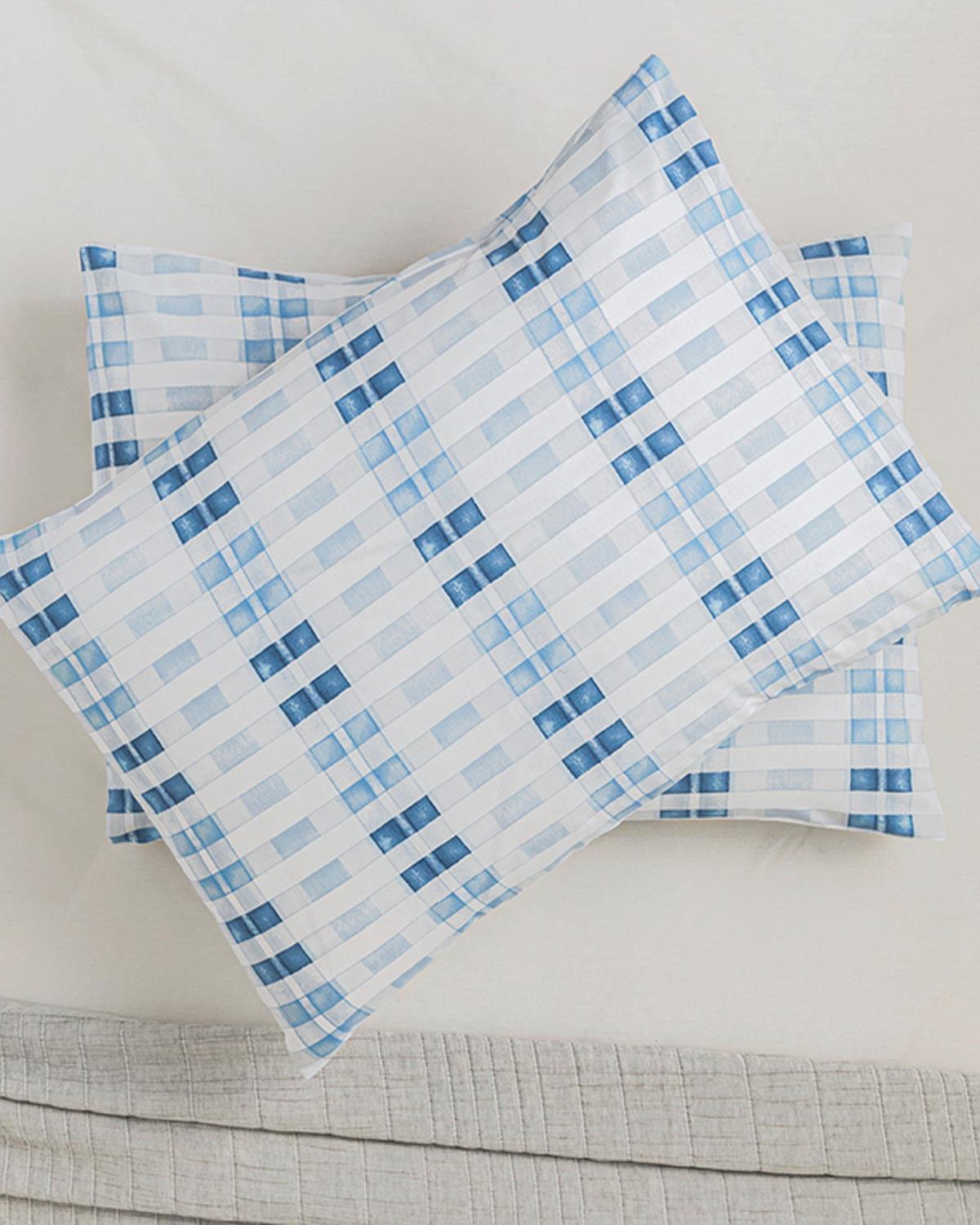 Modern Square Кълъфка За Възглавница 2Бр., Лесно За Гладене, Синьо, 50 X 70 Cm