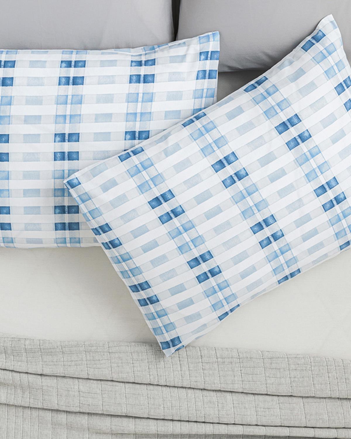 Modern Square Кълъфка За Възглавница 2Бр., Лесно За Гладене, Синьо, 50 X 70 Cm