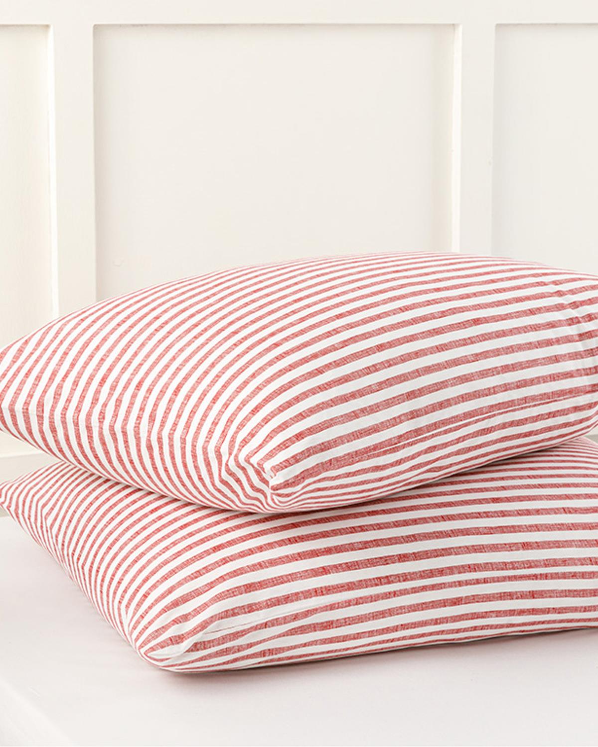 Modern Stripe Kombin Калъфка За Възглавница 2 бр. Памучен 50x70 см Червен