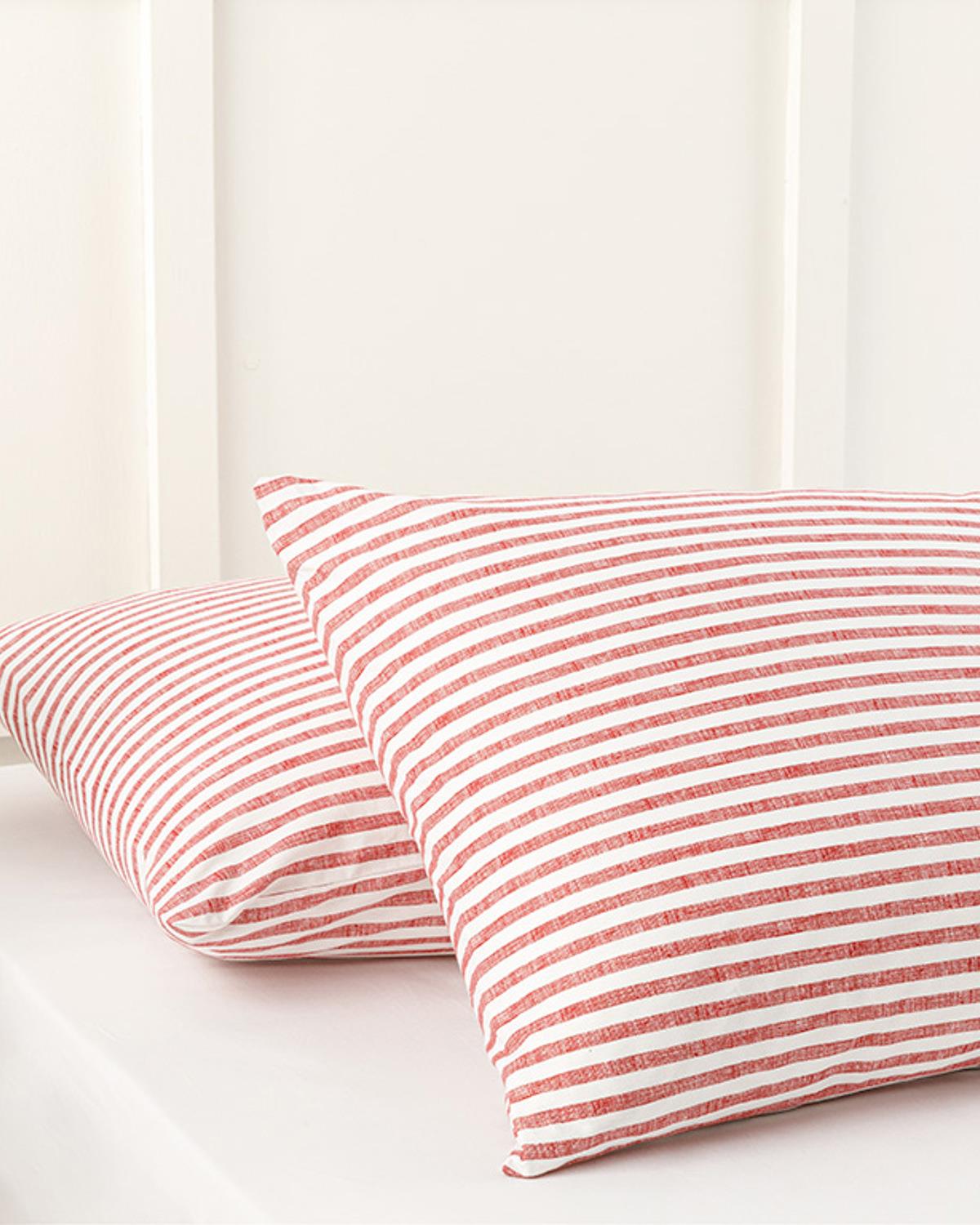 Modern Stripe Kombin Калъфка За Възглавница 2 бр. Памучен 50x70 см Червен