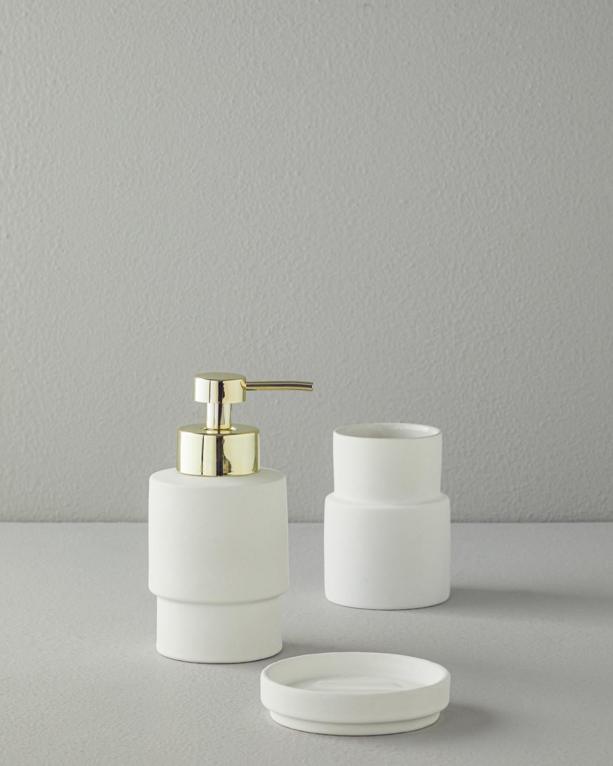 Moderna Комплект За Баня 3 бр. Каменна керамика 9x17,8+8,4x11,5+10,7x2,5 см Бял