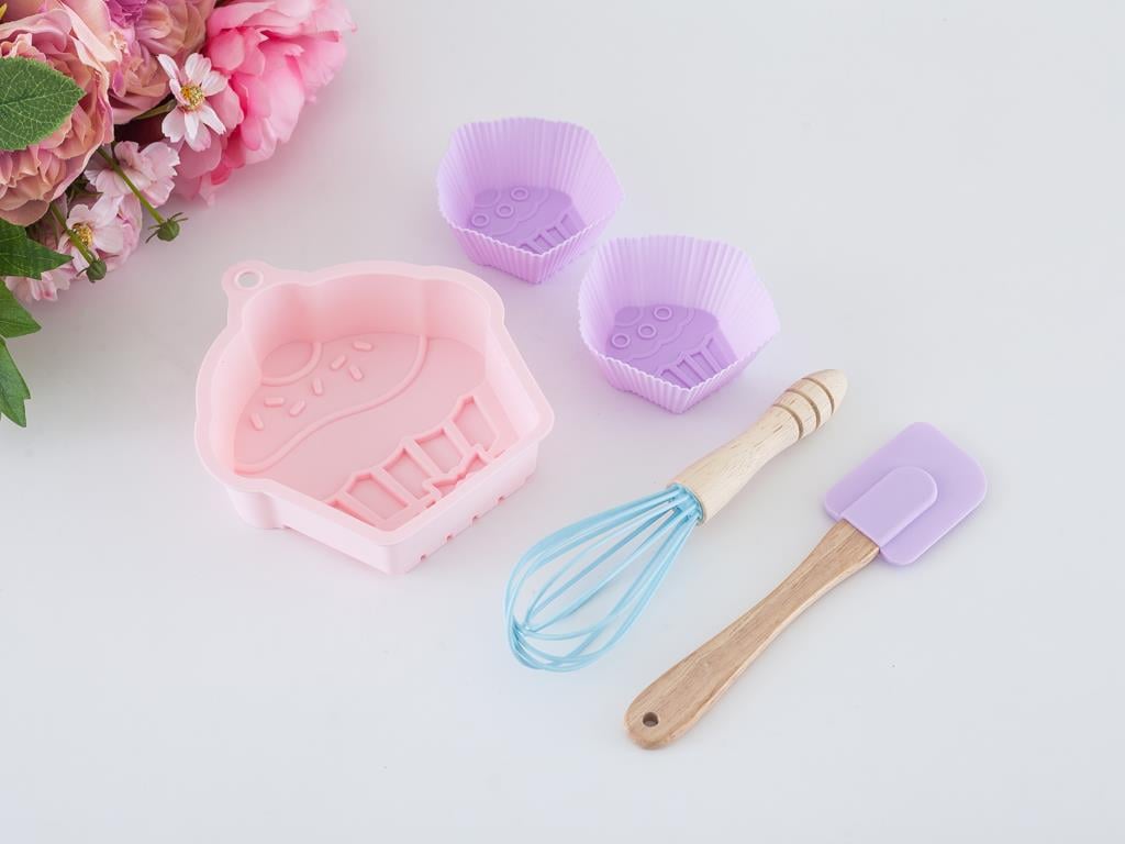 Molly КОМПЛЕКТ ЗА КЕКС Мини Силикон 25,0x17,0x4,2 cm Mint-Lilac-Pink