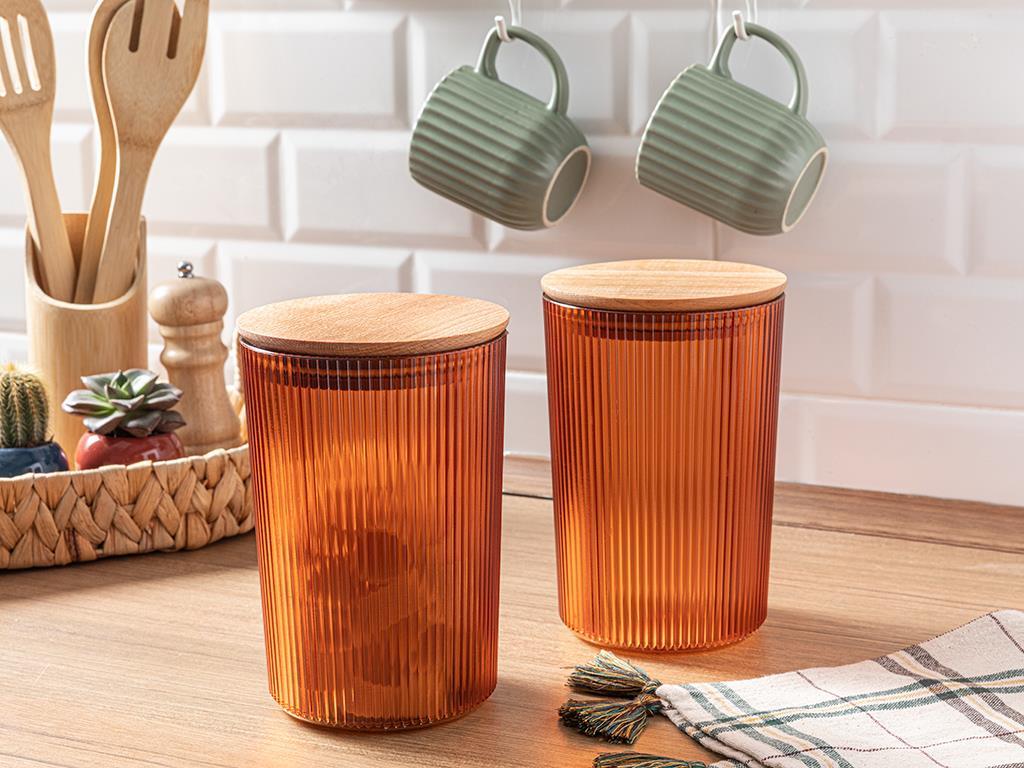 Mona Кутия За Съхранение 2 бр. Пластмаса 1500 мл Кехлибар