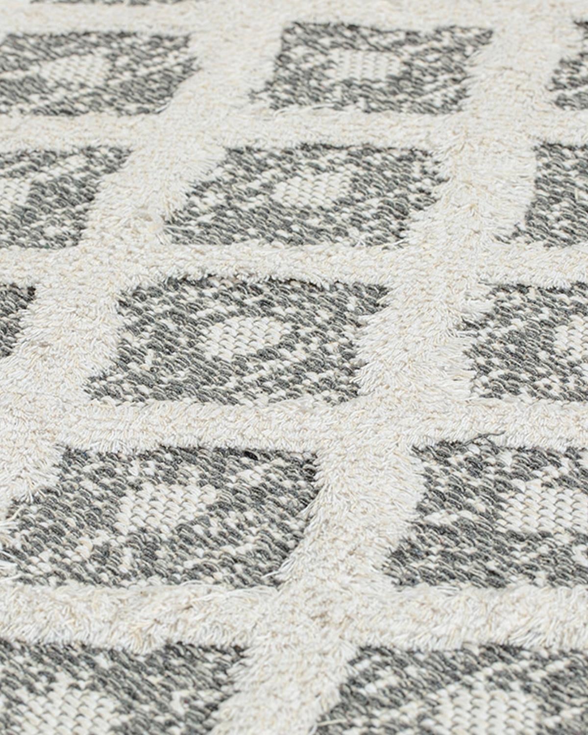 Moroccan Килим Бродирани, Бяло- Сиво, 77 X 150